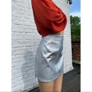 Silver faux leather skirt